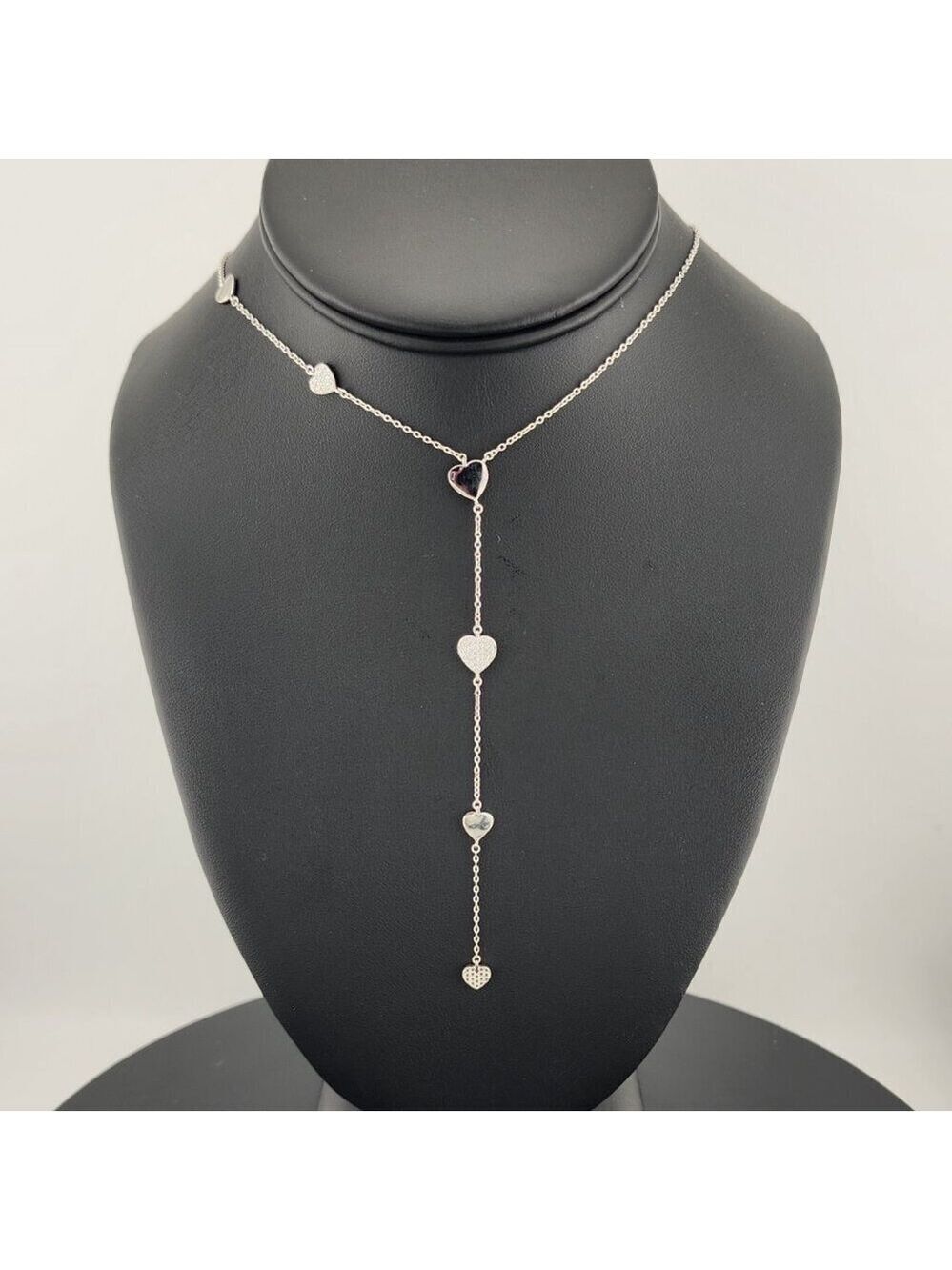 Sterling Silver 925 Multi Hearts Necklace – Romantic Linked Heart Design